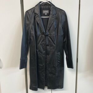 Wilson’s leather black long coat
